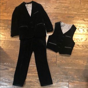 Toddler boys black velvet three piece suit